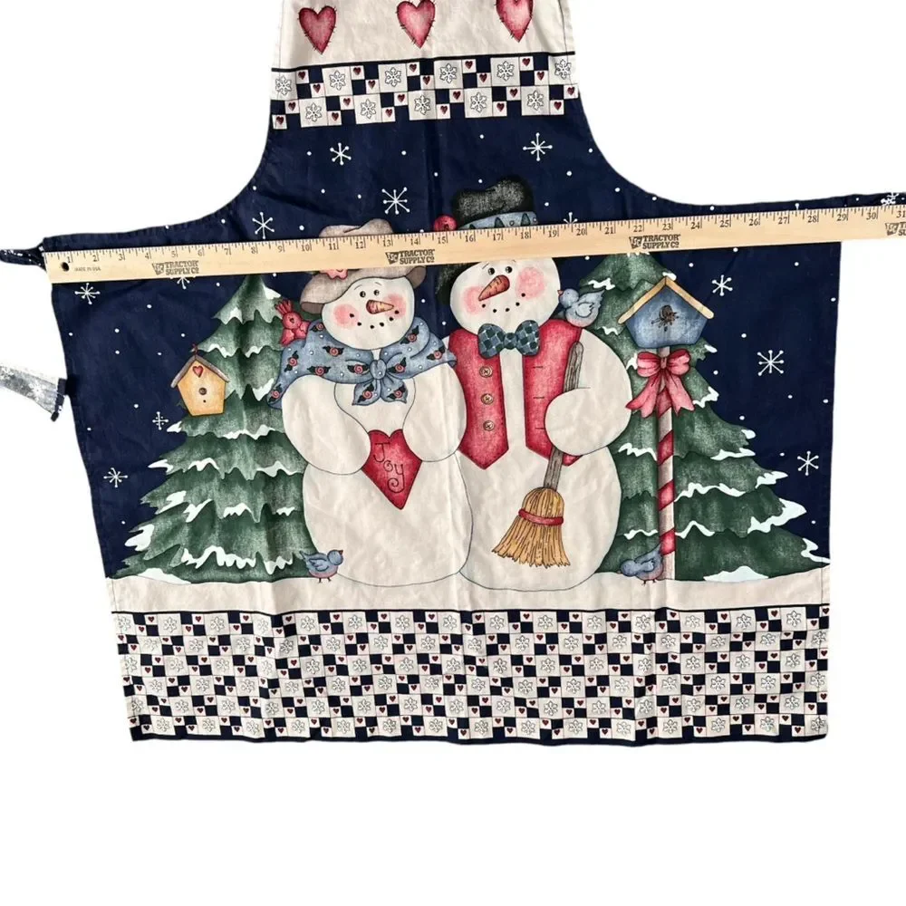 Winter Snowmen Birds Snow Apron Christmas Homemade Blue Cardinal Holiday